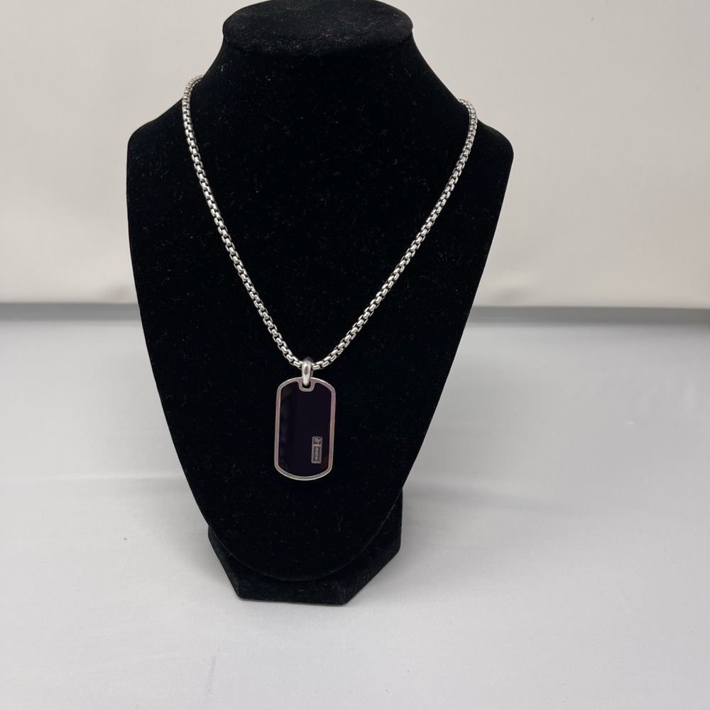 Authentic David Yurman Dog tag with box chain